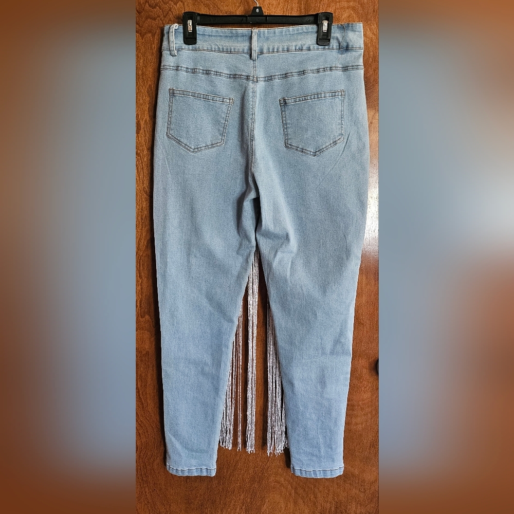 Athina - High Rise - Shimmer Shingle Skinny Jeans- size L - Picture 3 of 7